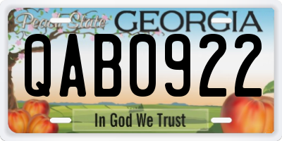 GA license plate QAB0922