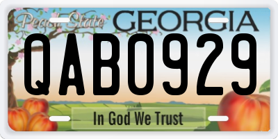 GA license plate QAB0929