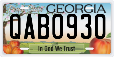 GA license plate QAB0930