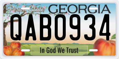 GA license plate QAB0934