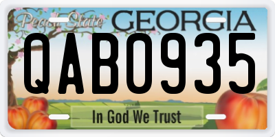 GA license plate QAB0935