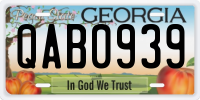 GA license plate QAB0939