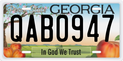 GA license plate QAB0947