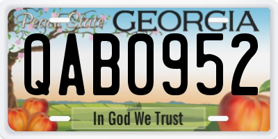 GA license plate QAB0952