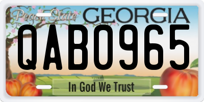 GA license plate QAB0965
