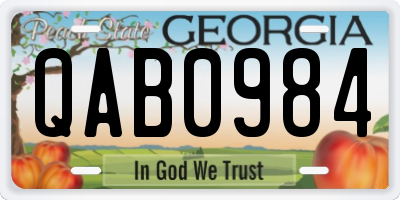 GA license plate QAB0984