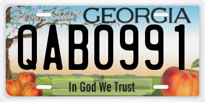 GA license plate QAB0991