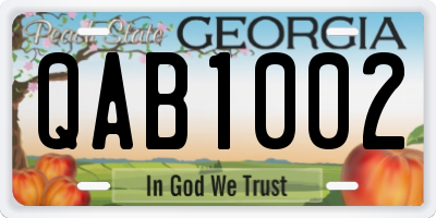 GA license plate QAB1002