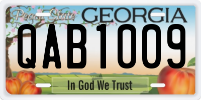 GA license plate QAB1009