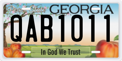 GA license plate QAB1011