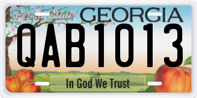 GA license plate QAB1013