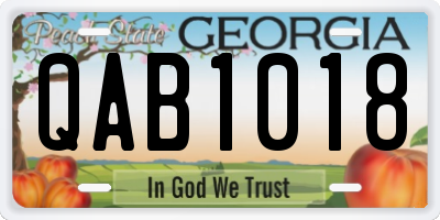 GA license plate QAB1018