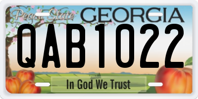GA license plate QAB1022