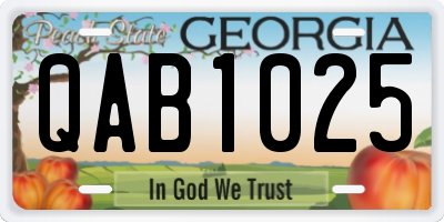 GA license plate QAB1025