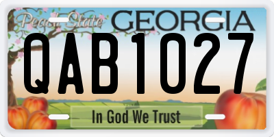 GA license plate QAB1027