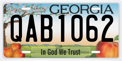 GA license plate QAB1062