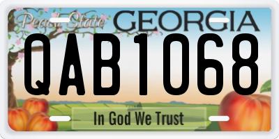 GA license plate QAB1068