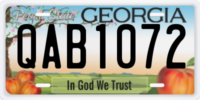 GA license plate QAB1072
