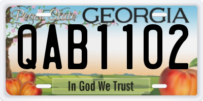 GA license plate QAB1102