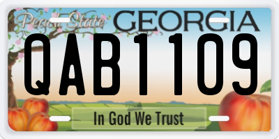 GA license plate QAB1109