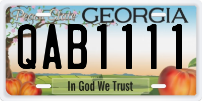 GA license plate QAB1111