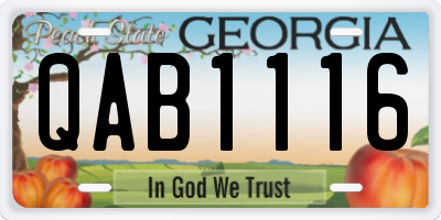 GA license plate QAB1116
