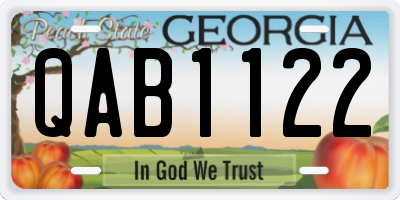 GA license plate QAB1122