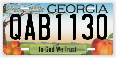 GA license plate QAB1130