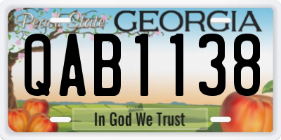 GA license plate QAB1138
