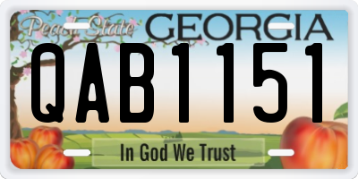 GA license plate QAB1151