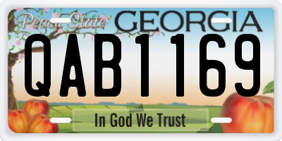 GA license plate QAB1169