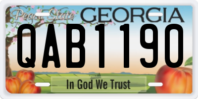 GA license plate QAB1190