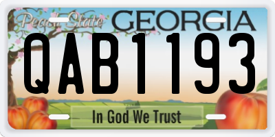 GA license plate QAB1193