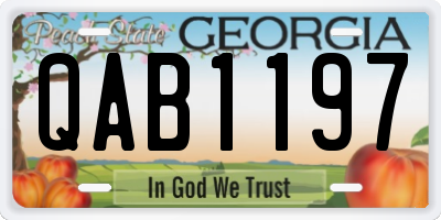 GA license plate QAB1197