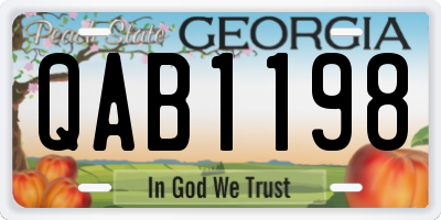 GA license plate QAB1198