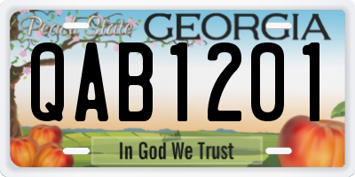 GA license plate QAB1201