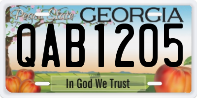 GA license plate QAB1205