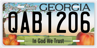 GA license plate QAB1206