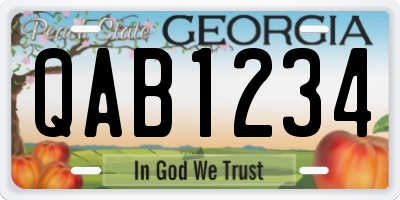 GA license plate QAB1234
