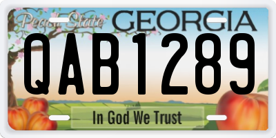 GA license plate QAB1289