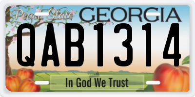 GA license plate QAB1314
