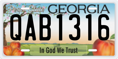 GA license plate QAB1316
