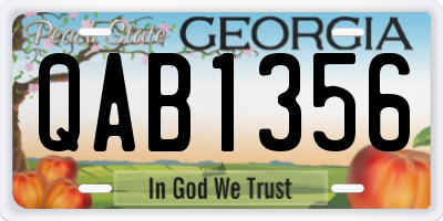 GA license plate QAB1356