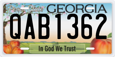 GA license plate QAB1362
