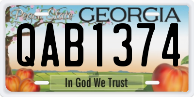 GA license plate QAB1374
