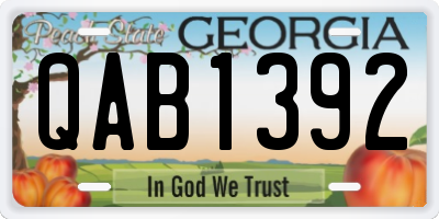 GA license plate QAB1392