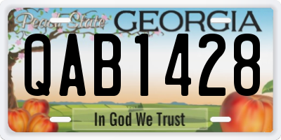 GA license plate QAB1428