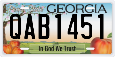 GA license plate QAB1451