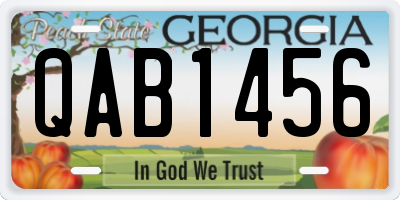 GA license plate QAB1456
