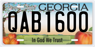 GA license plate QAB1600